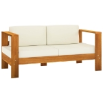 Set Divani da Giardino 8 Posti Cuscini Crema Massello di Acacia