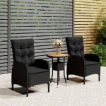 Set da Bistrot per Giardino 3 pz in Polyrattan Nero