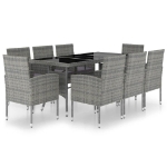 Set Mobili da Pranzo Giardino 9 pz Polyrattan Antracite Grigio