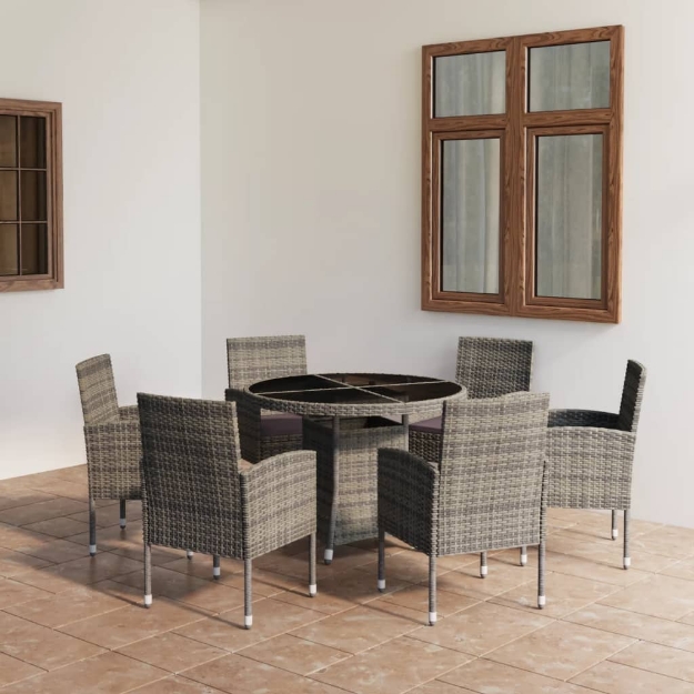 Set Mobili da Pranzo Giardino 7 pz Polyrattan Antracite Grigio