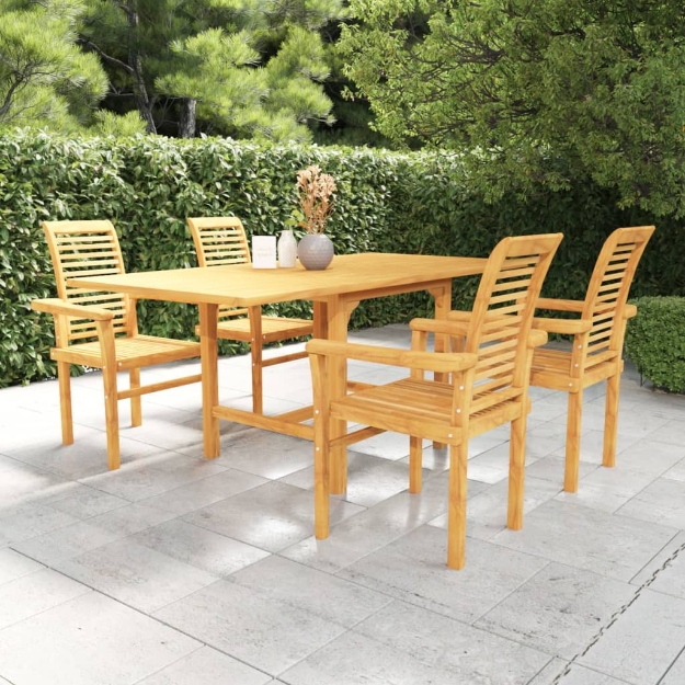 Set da Pranzo da Giardino 5 pz in Legno Massello di Teak