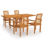 Set da Pranzo da Giardino 5 pz in Legno Massello di Teak