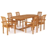 Set da Pranzo da Giardino 7 pz in Legno Massello di Teak