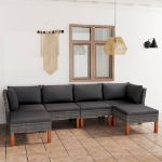 Set Divani da Giardino 6 pz con Cuscini in Polyrattan Grigio