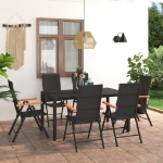 Set da Pranzo da Giardino 7 pz Nero e Marrone