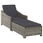Lettino Prendisole con Cuscino Grigio Scuro Polyrattan Grigio