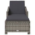 Lettino Prendisole con Cuscino Grigio Scuro Polyrattan Grigio