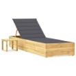 Lettino da Giardino con Tavolino Cuscino Legno Pino Impregnato