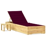 Lettino da Giardino con Tavolino Cuscino Legno Pino Impregnato