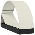 Lettino con Tetto Rotondo Nero 211x57x140 cm Polyrattan