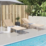 Lettino Pieghevole Beige in Tessuto