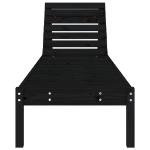Lettino Prendisole Nero 199,5x60x74 cm Legno Massello di Pino