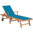 Lettino Prendisole con Cuscino in Massello di Teak Blu