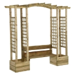 Pergola da Giardino Panca e Vasi Legno Massello Pino Impregnato