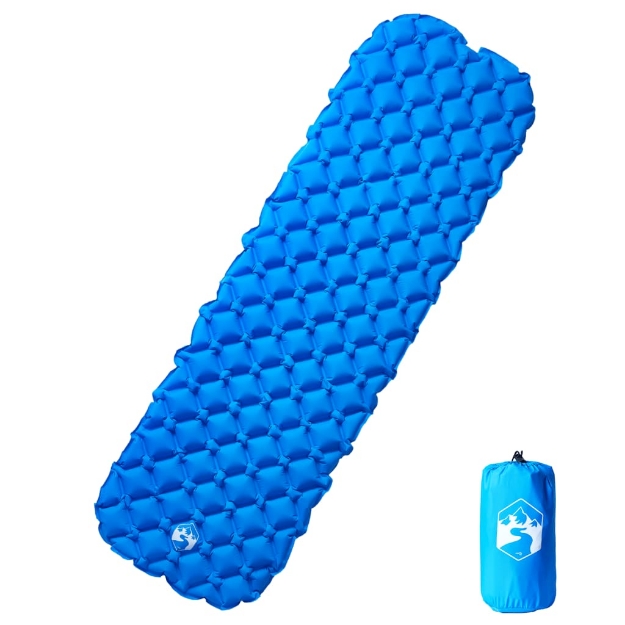 Materasso Campeggio Gonfiabile 1 Persona Blu Marino 190x58x6 cm