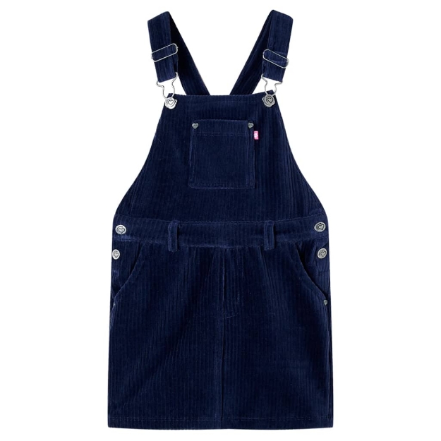 Abito Scamiciato da Bambina Velluto a Coste Blu Marino 92