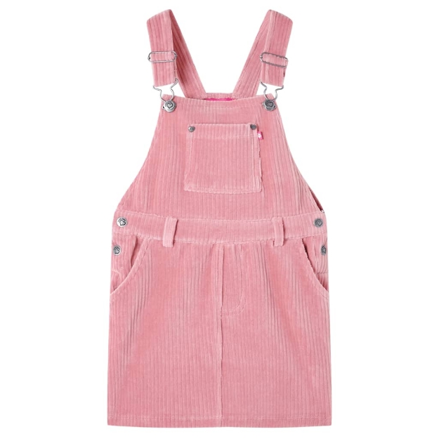 Abito Scamiciato da Bambina Velluto a Coste Rosa Chiaro 140