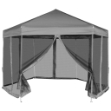 Gazebo Esagonale Pop-Up con 6 Pareti Grigio 3,6x3,1 m