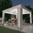 Gazebo con Tetto Doppio e Stringa di Luci LED 3x3 m Bianco