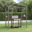 Gazebo Barbecue Ripiani Laterali Antracite 210x114x230 Acciaio