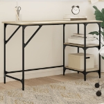 Scrivania Rovere Sonoma 120x50x75cm Metallo e Legno Multistrato
