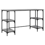 Scrivania Grigio Sonoma 140x50x75cm Metallo e Legno Multistrato