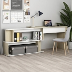 Scrivania ad Angolo Bianca Rovere Sonoma 200x50x76 Multistrato