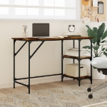 Scrivania Rovere Fumo 120x50x75cm Metallo e Legno Multistrato