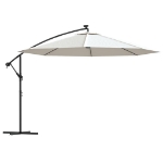 Ombrellone a Sbalzo con LED e Palo in Metallo 350 cm Sabbia