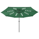 Ombrellone da Esterni con LED e Palo in Metallo 400 cm Verde