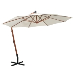 Ombrellone Pensile 350 cm Palo in Legno Bianco