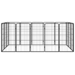 Box Cani 16 Pannelli Nero 50x100 cm Acciaio Verniciato Polvere