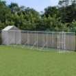 Cuccia Cani da Esterno Tetto Argento 2x14x2,5 m Acciaio Zincato