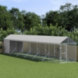 Cuccia Cani da Esterno Tetto Argento 2x14x2,5 m Acciaio Zincato