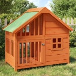 Cuccia per Cani Marrone 96x60,5x87 cm in Legno Massello di Pino