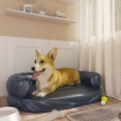 Letto Cani Ergonomico Gommapiuma Blu Scuro 75x53 cm Similpelle