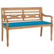Panca Batavia con Cuscino Blu 120 cm in Massello di Teak
