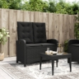 Panca Reclinabile da Giardino con Cuscini Nera in Polyrattan
