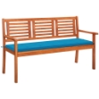 Panchina da Giardino e Cuscino 3 Posti 150cm Eucalipto Massello