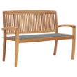 Panchina da Giardino Impilabile e Cuscino 128,5cm Teak Massello