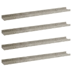 Mensole da Parete 4 pz Grigio Cemento 80x9x3 cm