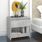 Comodino Grigio Cemento 40x30x39 cm in Legno Multistrato