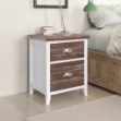 Comodini Set 2 pz con 2 Cassetti Marrone e Bianco