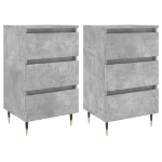 Comodini 2 pz Grigio Cemento 40x35x69 cm in Legno Multistrato