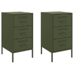 Comodini 2 pz Verde Oliva 36x39x68 cm Acciaio Laminato a Freddo