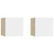 Comodini 2 pz Bianco Rovere Sonoma 30,5x30x30 cm in Truciolato