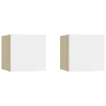 Comodini 2 pz Bianco Rovere Sonoma 30,5x30x30 cm in Truciolato