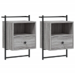 Comodini a Muro 2 pz Grigio Sonoma 40x30x61cm Legno Multistrato