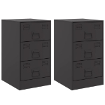 Comodini 2 pz Neri 34,5x39x62 cm in Acciaio