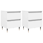 Comodini 2pz Bianchi 40x35x50 cm in Legno Multistrato